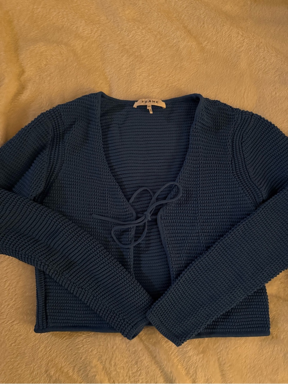 Frame Denim Navy Knit Tie-Front Sweater